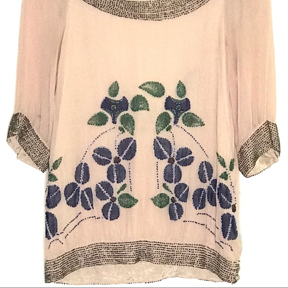 REISS Beaded Top Blouse Cut Out Tie Back Size 6 - Picture 4 of 16